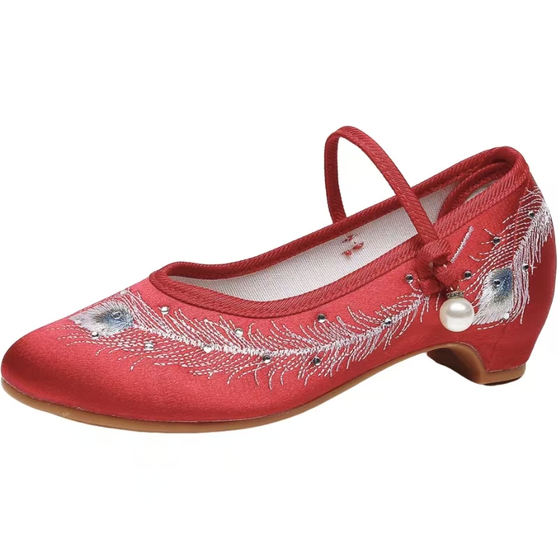 Ethnic Style - Women New Low Heel Silk Embroidered