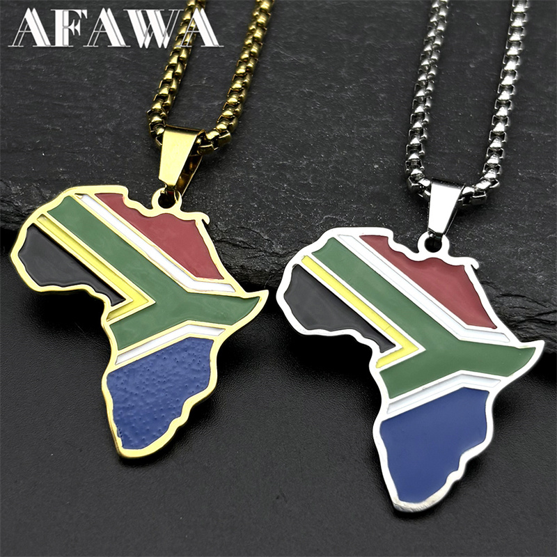Ethnic Fashion Show - African South Africa Map Flag Pendant