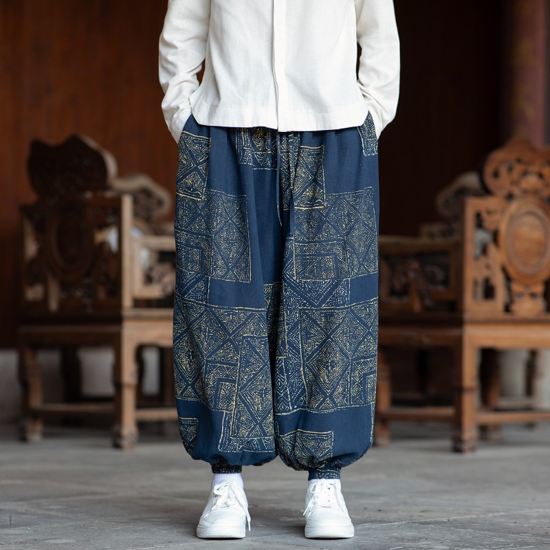 Ethnic Fashion Wear - Men's Harem Pants Chinese Style Thin
