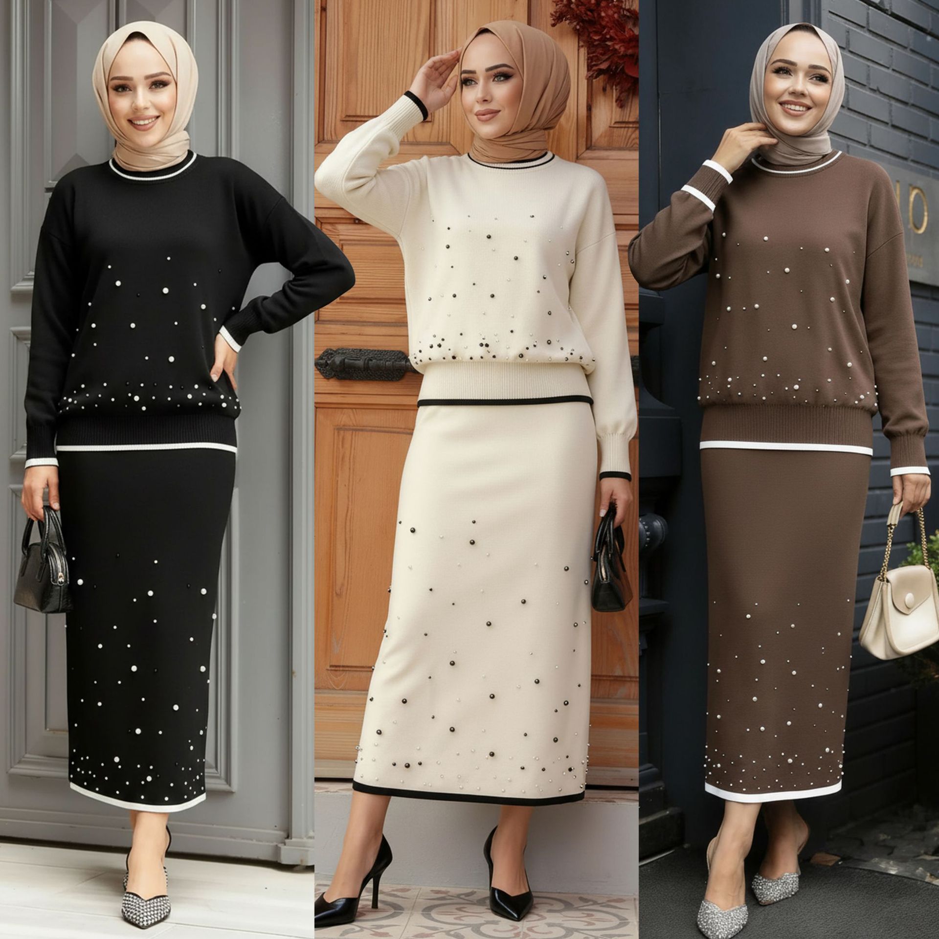 Eid Women 2 Piece Set Beading  - Jalabiya Women Arabic recension och pris