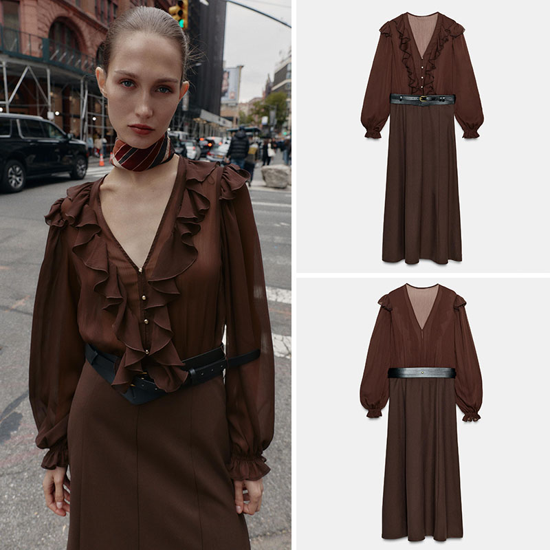 Elegant V-Neck Long Sleeve Mid - Ethnic Fashion Wear recension och pris