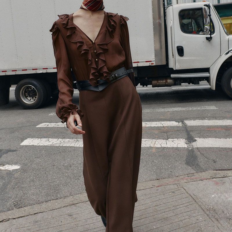 Elegant V-Neck Long Sleeve Mid - Ethnic Fashion Wear recension och pris