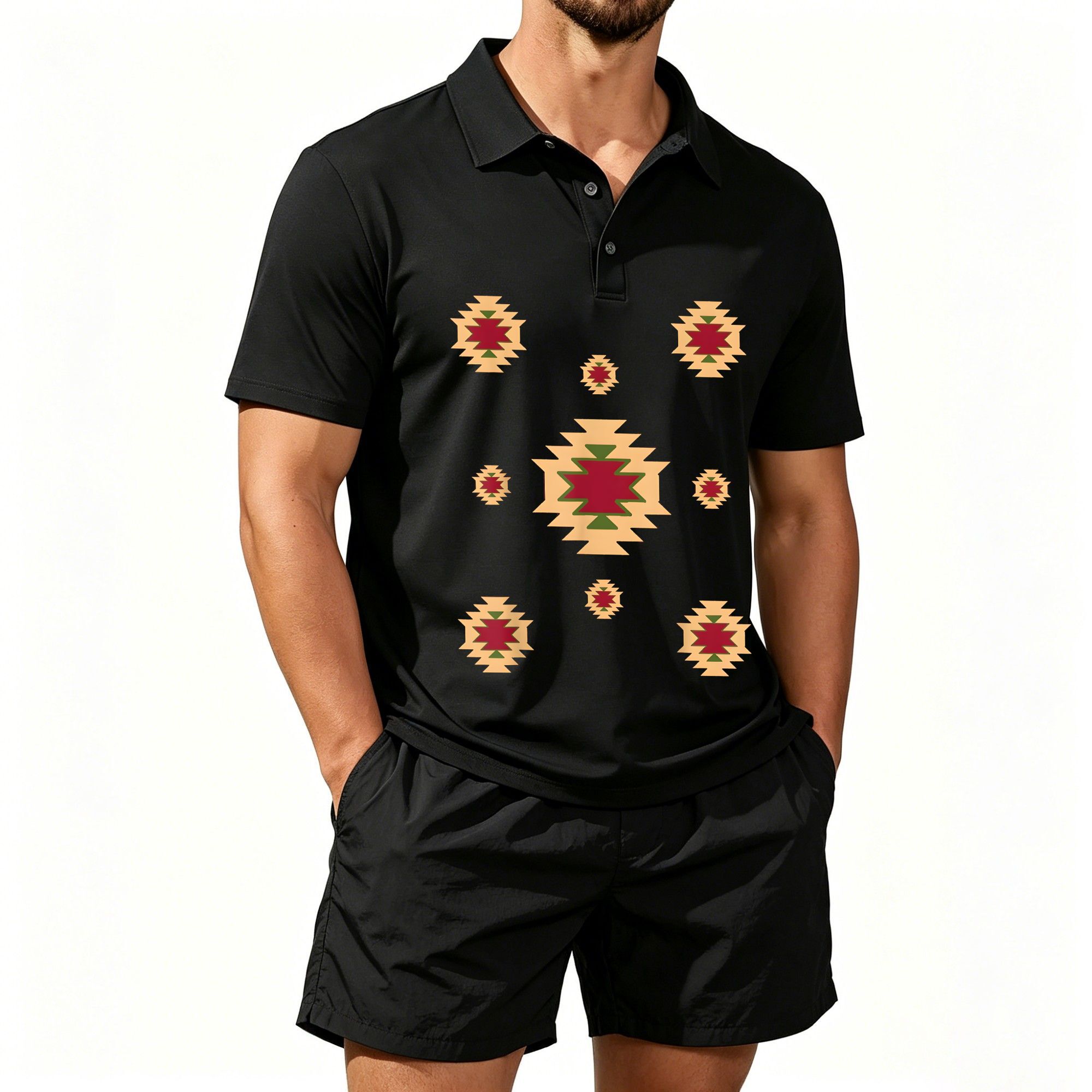 Men's Short-Sleeved Polo Shirt - Ethnic Style recension och pris